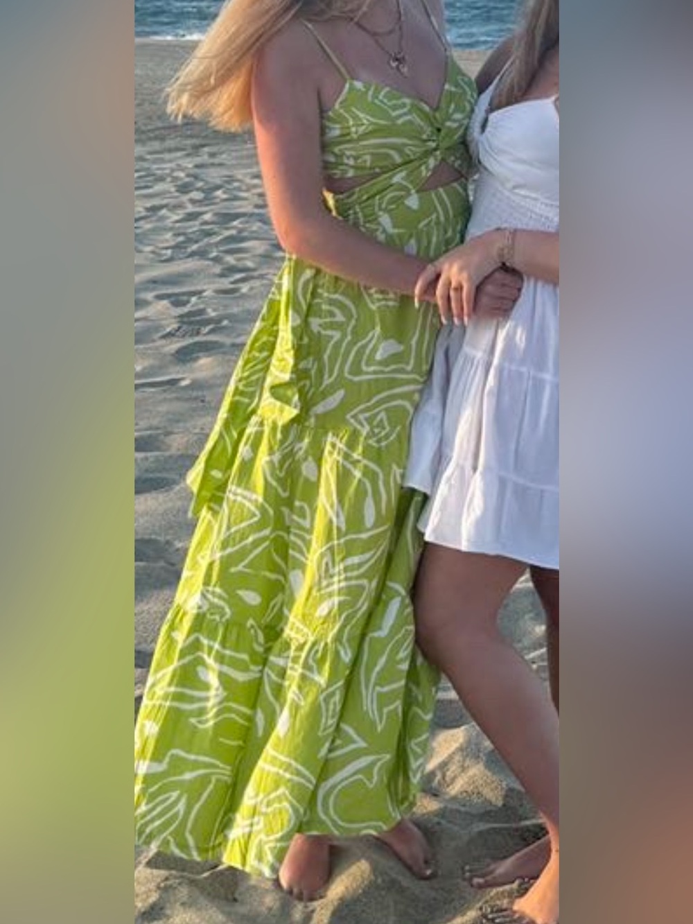 Fortunate one green and white maxi dress
